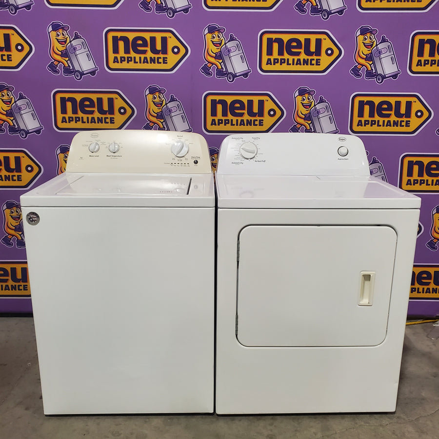Roper White 3.5 Cu. Ft. Top Load High Efficiency Washer with Agitator RTW4516FW - Certified Refurbished and Roper 6.5 cu. ft. Electric Dryer with Wrinkle Prevent RED4516FW - Certified Refurbished