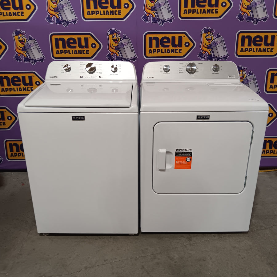 Maytag 4.5 cu. ft. Capacity Top Load Washer with Power™ Agitator and Deep Fill MVW4505MW - Open Box and Maytag 7.0 cu. ft. Capacity Top Load Electric Wrinkle Prevent Dryer MED4500MW - Open Box