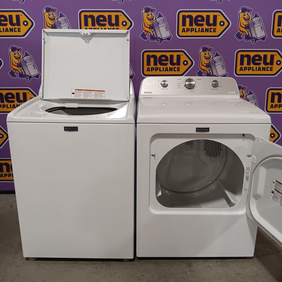 Maytag 4.5 cu. ft. Capacity Top Load Washer with Power™ Agitator and Deep Fill MVW4505MW - Open Box and Maytag 7.0 cu. ft. Capacity Top Load Electric Wrinkle Prevent Dryer MED4500MW - Open Box