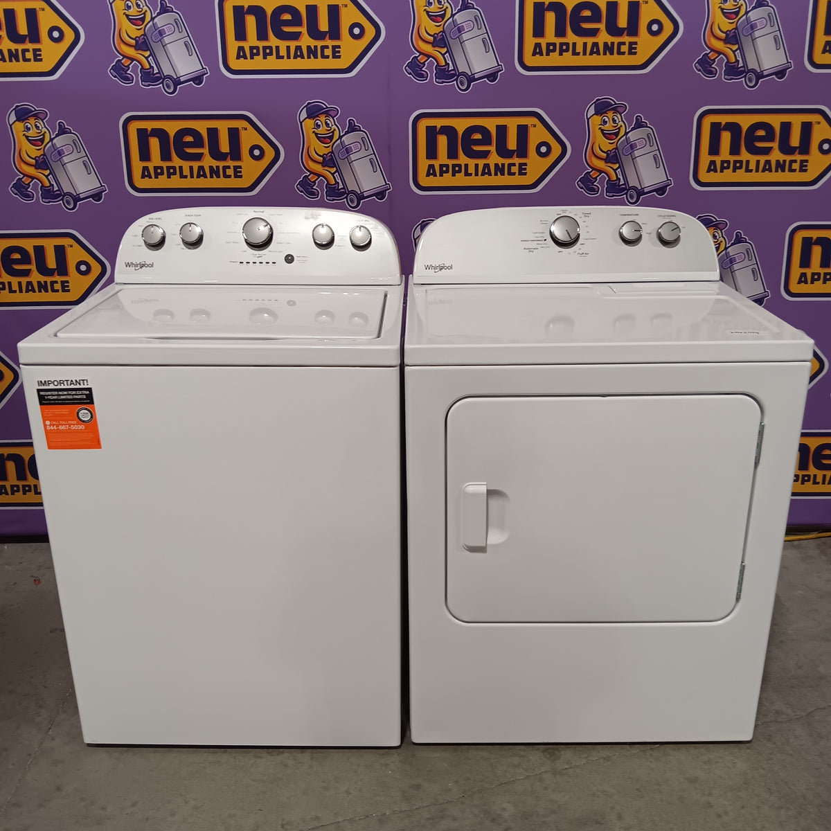 Whirlpool Top Load 3.5 Cu. Ft. Washer with Deep Water Wash Option WTW4816FW - Open Box and Whirlpool Vented 7.0 Cu. Ft. Electric Dryer WED4815EW - Scratch & Dent (Minor)