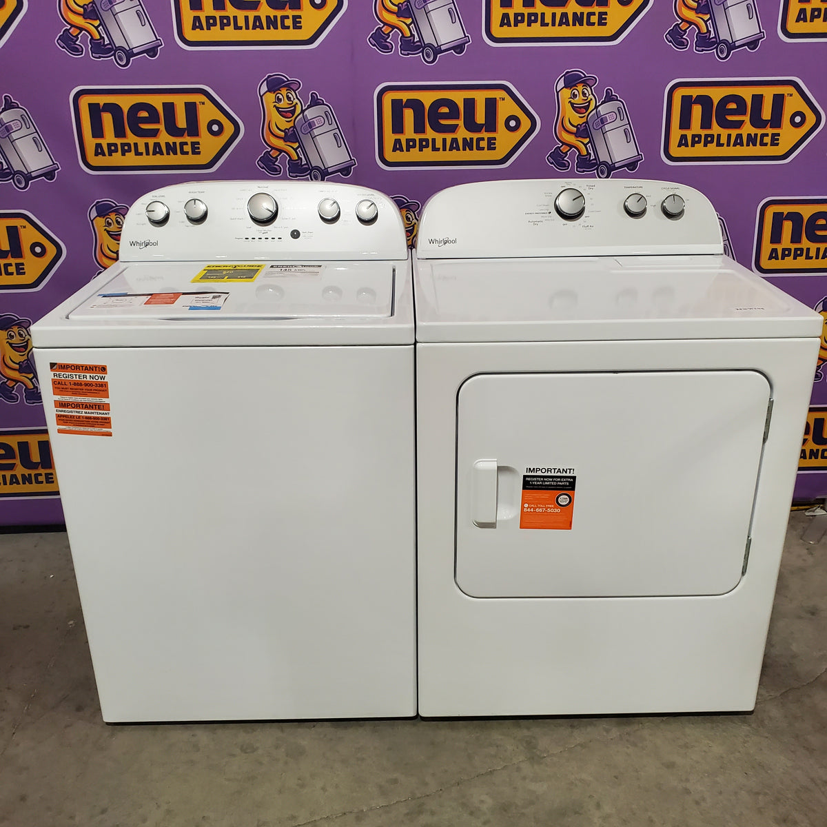 Whirlpool Top Load 3.5 Cu. Ft. Washer with Deep Water Wash Option WTW4816FW - Scratch & Dent (Minor) and Whirlpool Vented 7.0 Cu. Ft. Electric Dryer WED4815EW - Open Box