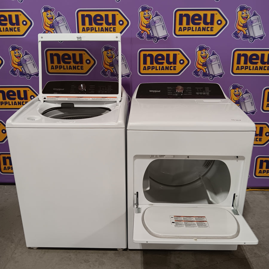 Whirlpool Top Load 4.7 Cu. Ft. Washer in White with 2-in-1 Removable Agitator WTW5057LW - Certified Refurbished and Whirlpool 7.0 cu. ft. Electric Dryer with Hamper Door WED5010LW - Certified Refurbished
