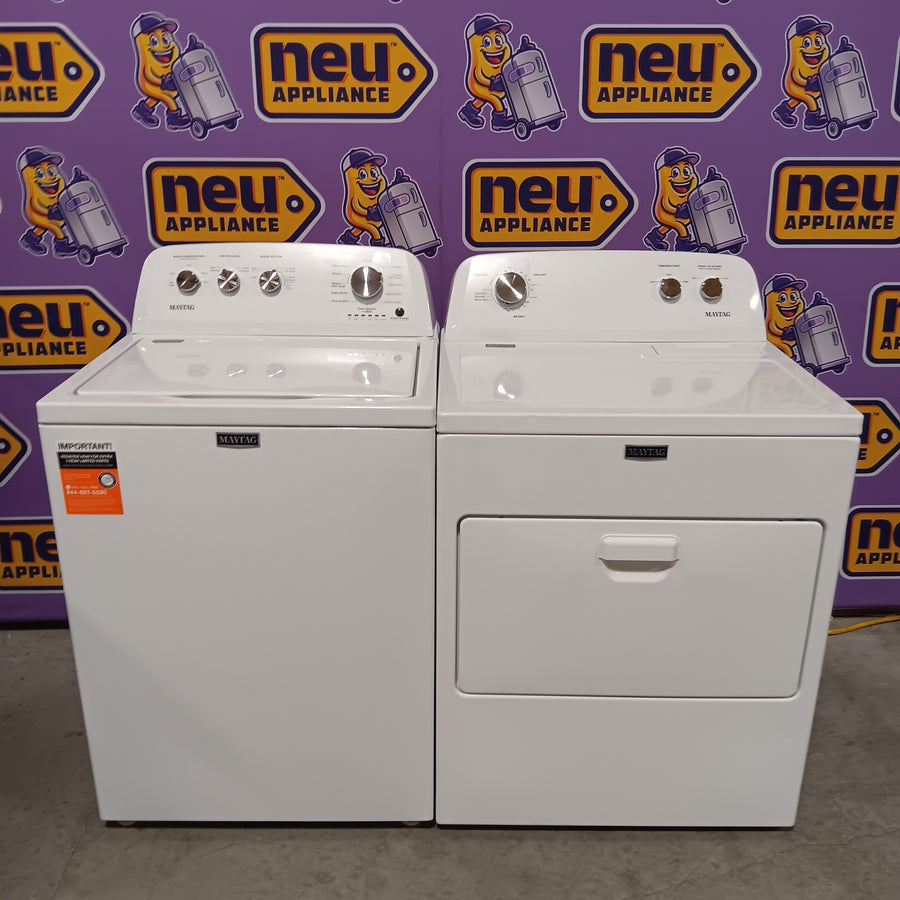 Maytag Top Load 3.8 cu. ft. Washer with Deep Fill and Quick Wash Cycle MVW4005SW - Scratch & Dent (Minor) and Maytag Top Load Electric Wrinkle Prevent 7.0 cu. ft. Dryer with Auto Dry MED4005SW - Scratch & Dent (Minor)
