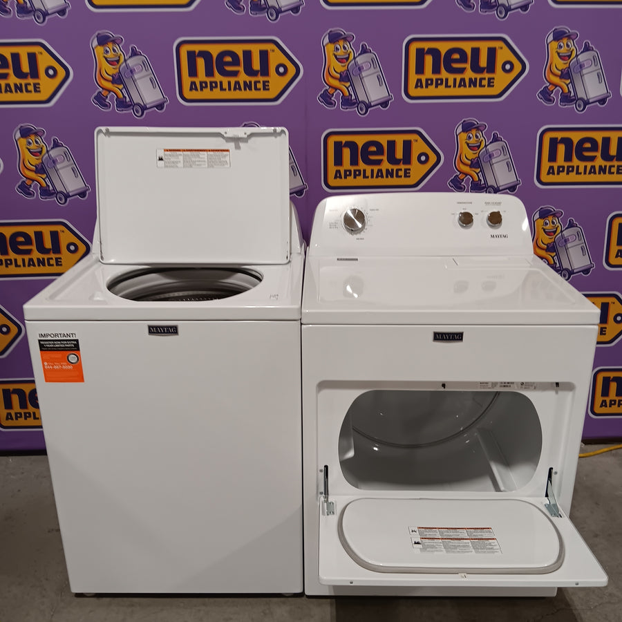 Maytag Top Load 3.8 cu. ft. Washer with Deep Fill and Quick Wash Cycle MVW4005SW - Scratch & Dent (Minor) and Maytag Top Load Electric Wrinkle Prevent 7.0 cu. ft. Dryer with Auto Dry MED4005SW - Scratch & Dent (Minor)