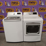 LG 5.5 cu. ft. Mega Capacity Smart Wi-Fi Enabled Top Load Washer with Impeller WT7400CW - Certified Refurbished and LG 7.3 cu. ft. Ultra Large Capacity Smart Wi-Fi Enabled Electric Dryer with Sensor Dry Technology DLE7300WE - Certified Refurbished