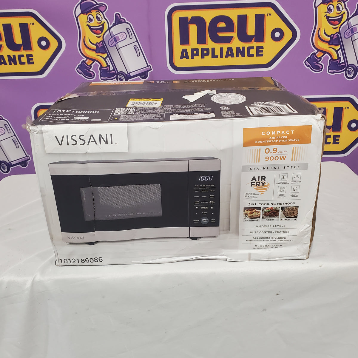Vissani 19 in. 0.9 cu. ft. 900-Watt Countertop Microwave Oven in Stainless Steel with Convection and Air Fry VSCMAF09S2A09A - Open Box