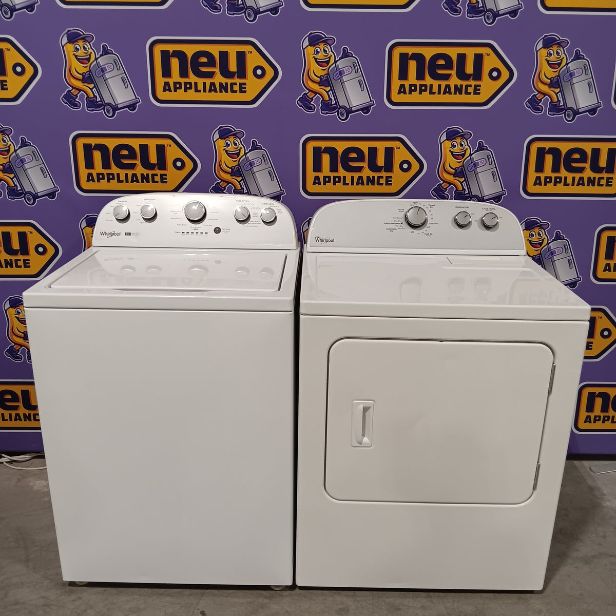 Whirlpool 3.8–3.9 Cu. Ft.  Top Load Washer with 2 in 1 Removable Agitator and Soil Level Selection WTW4957PW - Certified Refurbished and Whirlpool 7-cu ft Vented Electric Dryer WED4815EW - Certified Refurbished