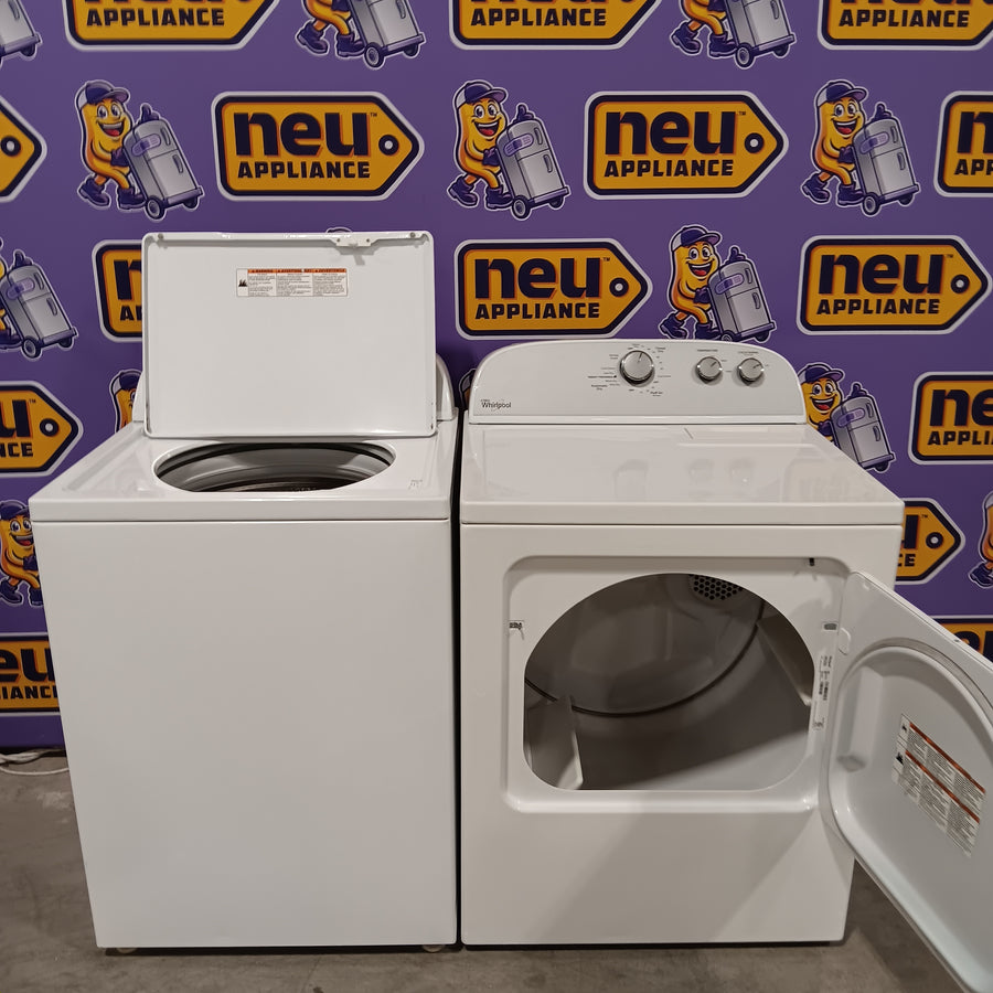 Whirlpool 3.8–3.9 Cu. Ft.  Top Load Washer with 2 in 1 Removable Agitator and Soil Level Selection WTW4957PW - Certified Refurbished and Whirlpool 7-cu ft Vented Electric Dryer WED4815EW - Certified Refurbished