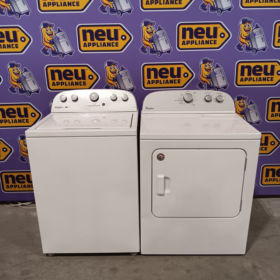 Whirlpool 3.8–3.9 Cu. Ft.  Top Load Washer with 2 in 1 Removable Agitator and Soil Level Selection WTW4957PW - Certified Refurbished and Whirlpool 7-cu ft Vented Electric Dryer WED4815EW - Certified Refurbished