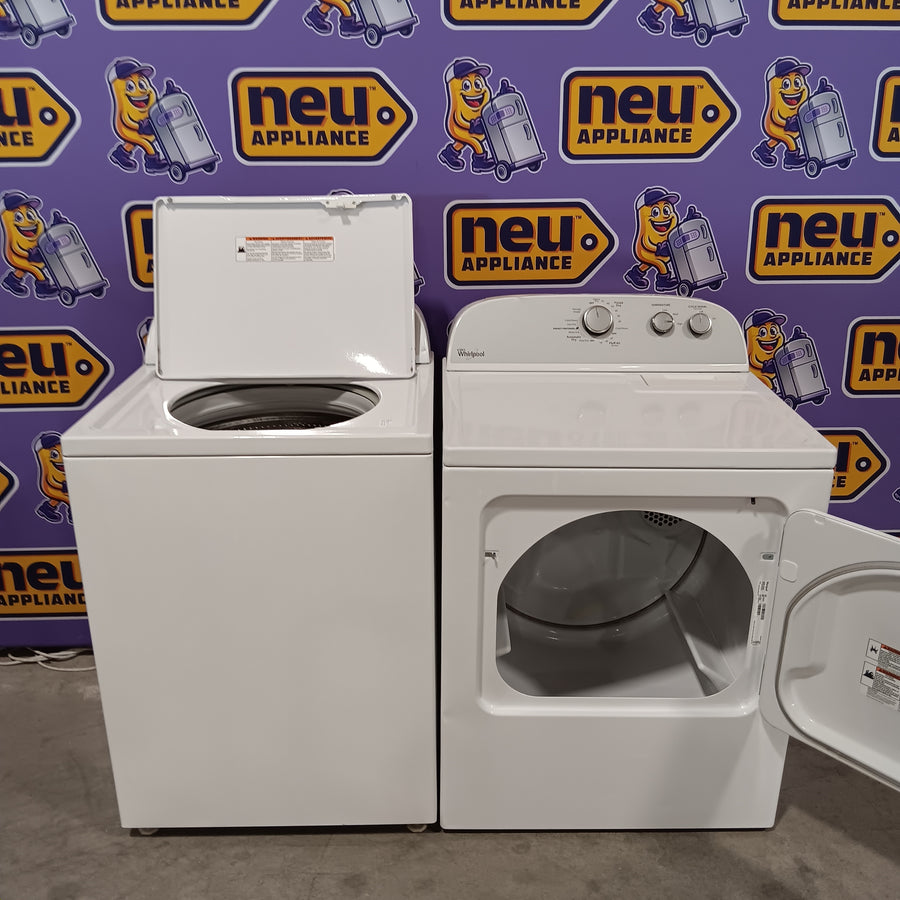 Whirlpool 3.8–3.9 Cu. Ft.  Top Load Washer with 2 in 1 Removable Agitator and Soil Level Selection WTW4957PW - Certified Refurbished and Whirlpool 7-cu ft Vented Electric Dryer WED4815EW - Certified Refurbished