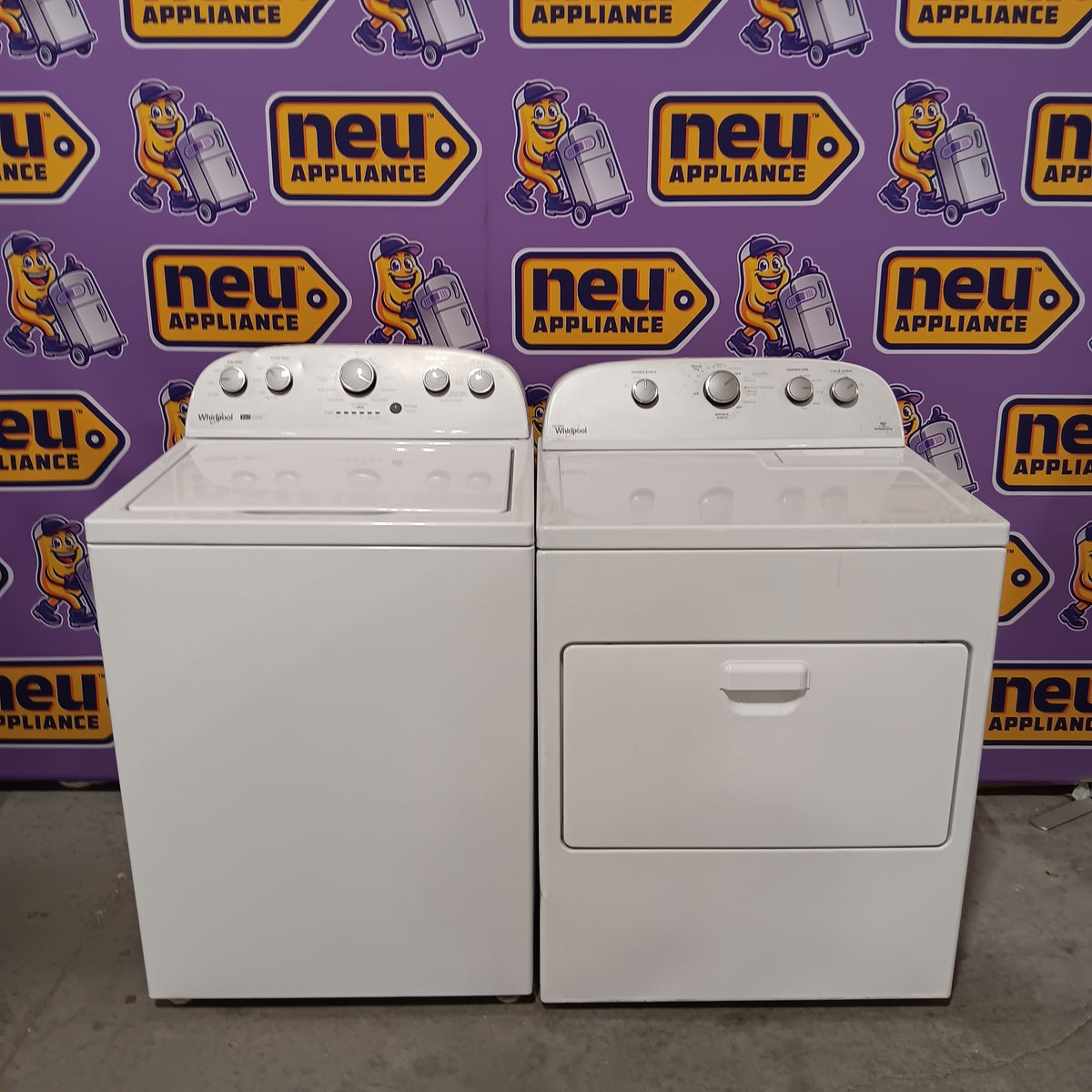 Whirlpool Top Load 3.8 Cu. Ft. Washer with Removable Agitator in White WTW4957PW - Certified Refurbished and Whirlpool 7-cu ft Electric Dryer in White WED5000DW - Certified Refurbished