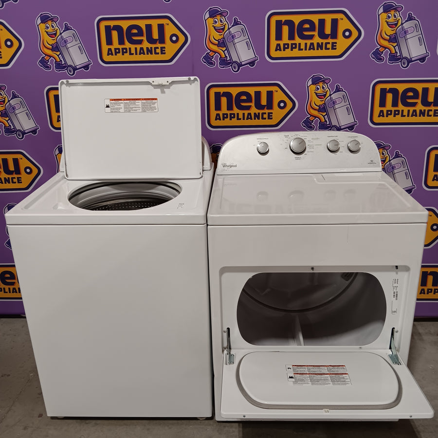 Whirlpool Top Load 3.8 Cu. Ft. Washer with Removable Agitator in White WTW4957PW - Certified Refurbished and Whirlpool 7-cu ft Electric Dryer in White WED5000DW - Certified Refurbished