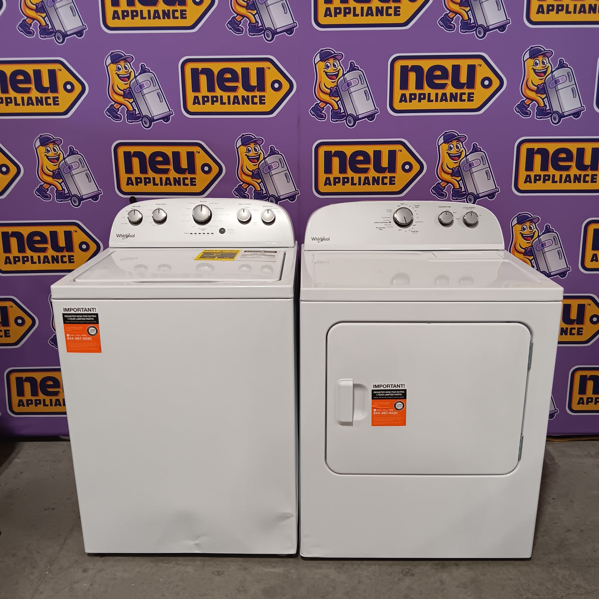 Whirlpool Top Load 3.5 Cu. Ft. Washer with Deep Water Wash Option WTW4816FW - Scratch & Dent (Major) and Whirlpool Vented 7.0 Cu. Ft. Electric Dryer WED4815EW - Scratch & Dent (Minor)