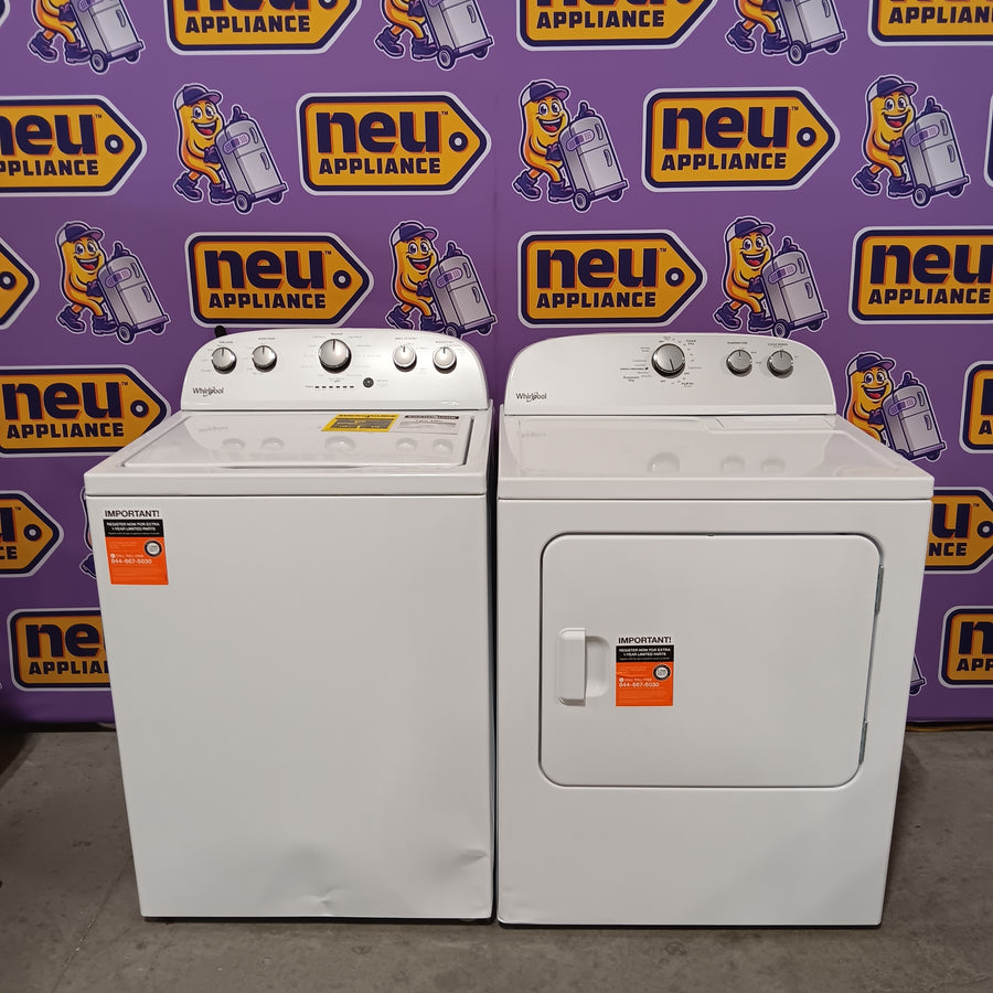 Whirlpool Top Load 3.5 Cu. Ft. Washer with Deep Water Wash Option WTW4816FW - Scratch & Dent (Major) and Whirlpool Vented 7.0 Cu. Ft. Electric Dryer WED4815EW - Scratch & Dent (Minor)