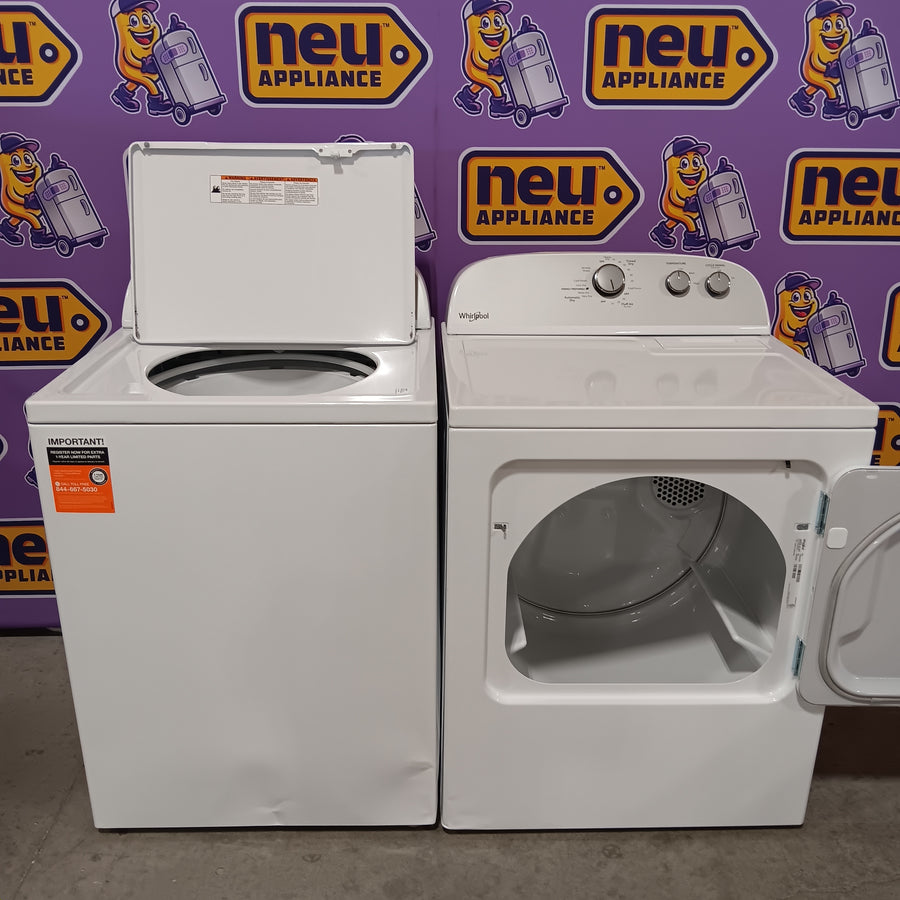 Whirlpool Top Load 3.5 Cu. Ft. Washer with Deep Water Wash Option WTW4816FW - Scratch & Dent (Major) and Whirlpool Vented 7.0 Cu. Ft. Electric Dryer WED4815EW - Scratch & Dent (Minor)