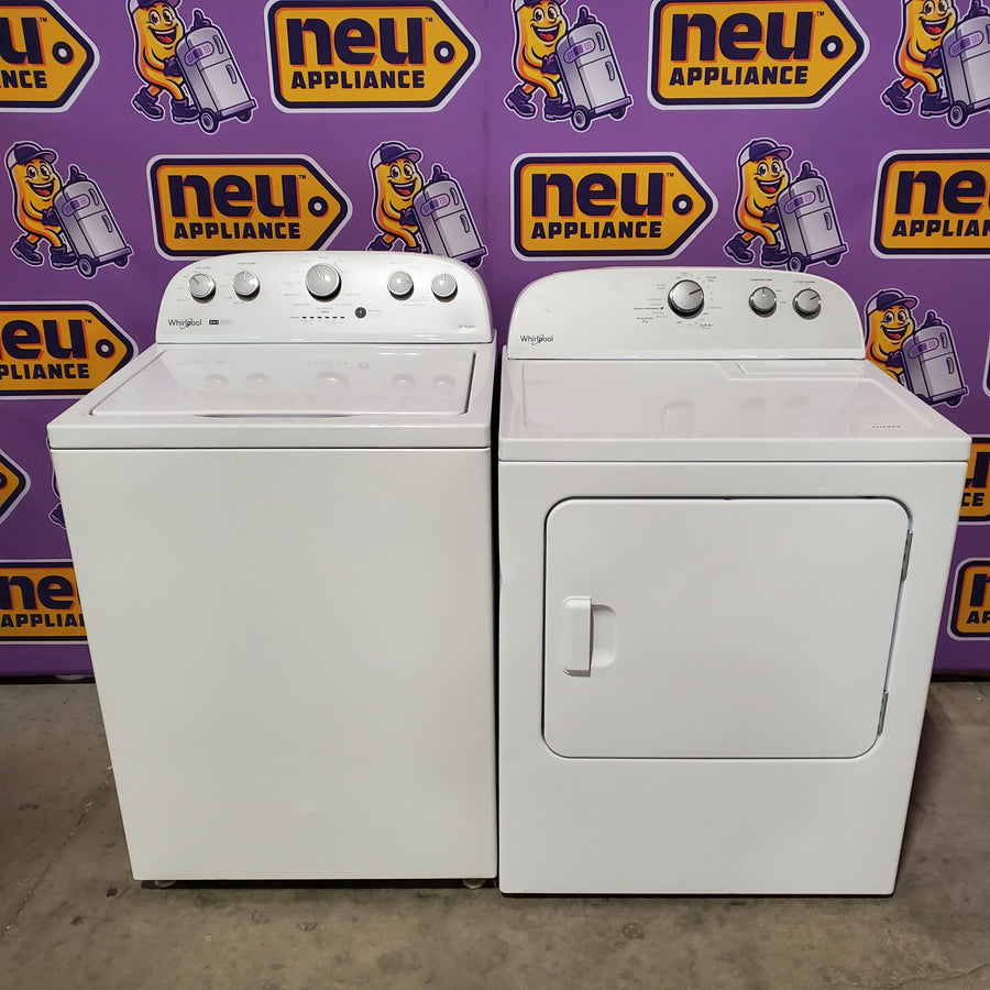 Whirlpool 3.8–3.9 Cu. Ft.  Top Load Washer with 2 in 1 Removable Agitator and Soil Level Selection WTW4957PW - Certified Refurbished and Whirlpool 7-cu ft Vented Electric Dryer WED4815EW - Certified Refurbished