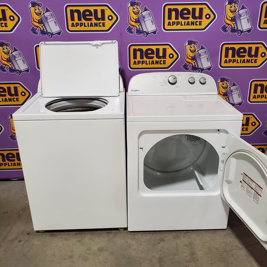 Whirlpool 3.8–3.9 Cu. Ft.  Top Load Washer with 2 in 1 Removable Agitator and Soil Level Selection WTW4957PW - Certified Refurbished and Whirlpool 7-cu ft Vented Electric Dryer WED4815EW - Certified Refurbished