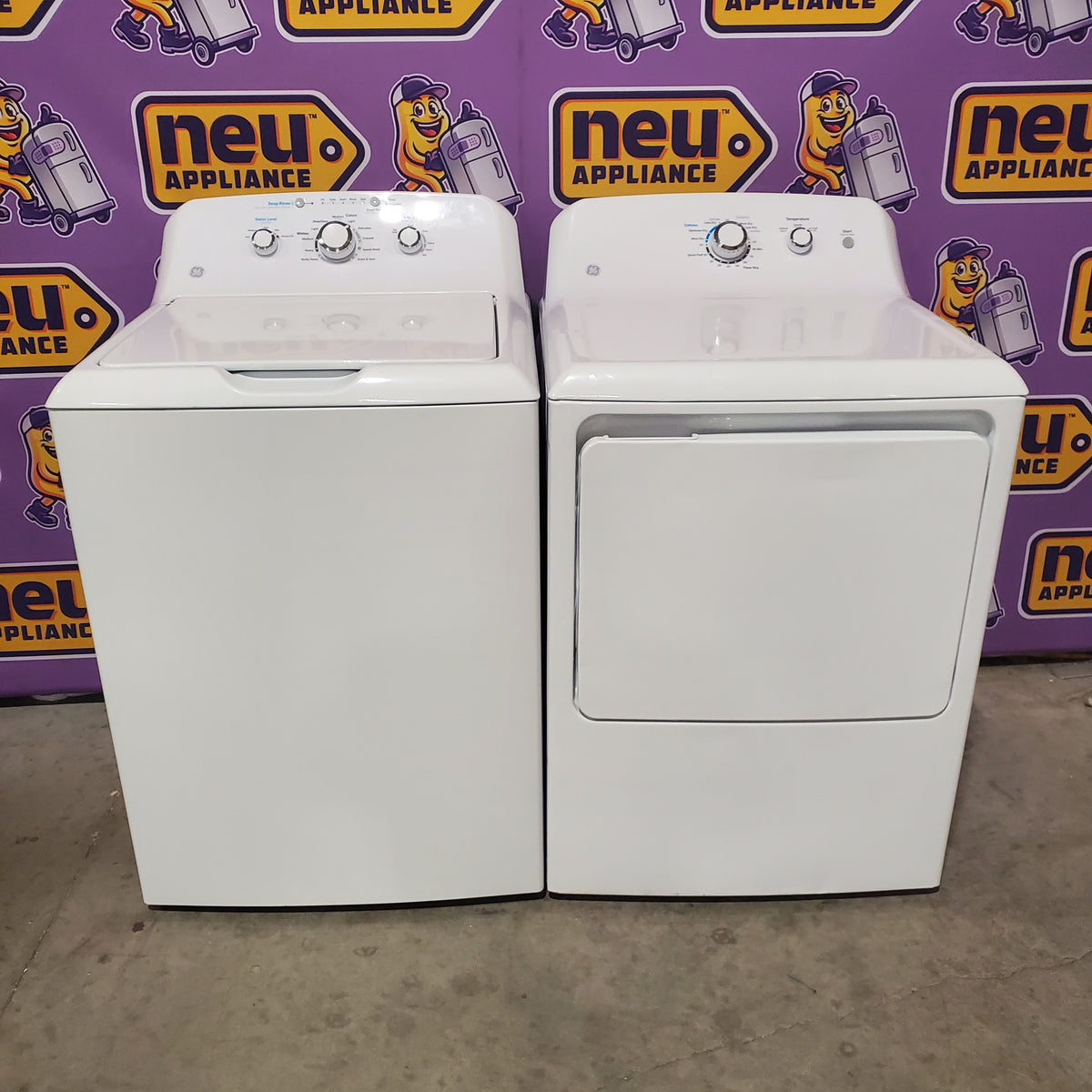 GE® 4.2 cu. ft. Capacity Washer with Stainless Steel Basket GTW335ASNWW - Certified Refurbished and GE 6.2 cu. ft. Capacity Electric Dryer with Up To 120 ft. Venting and Shallow Depth GTD33EASKWW - Certified Refurbished