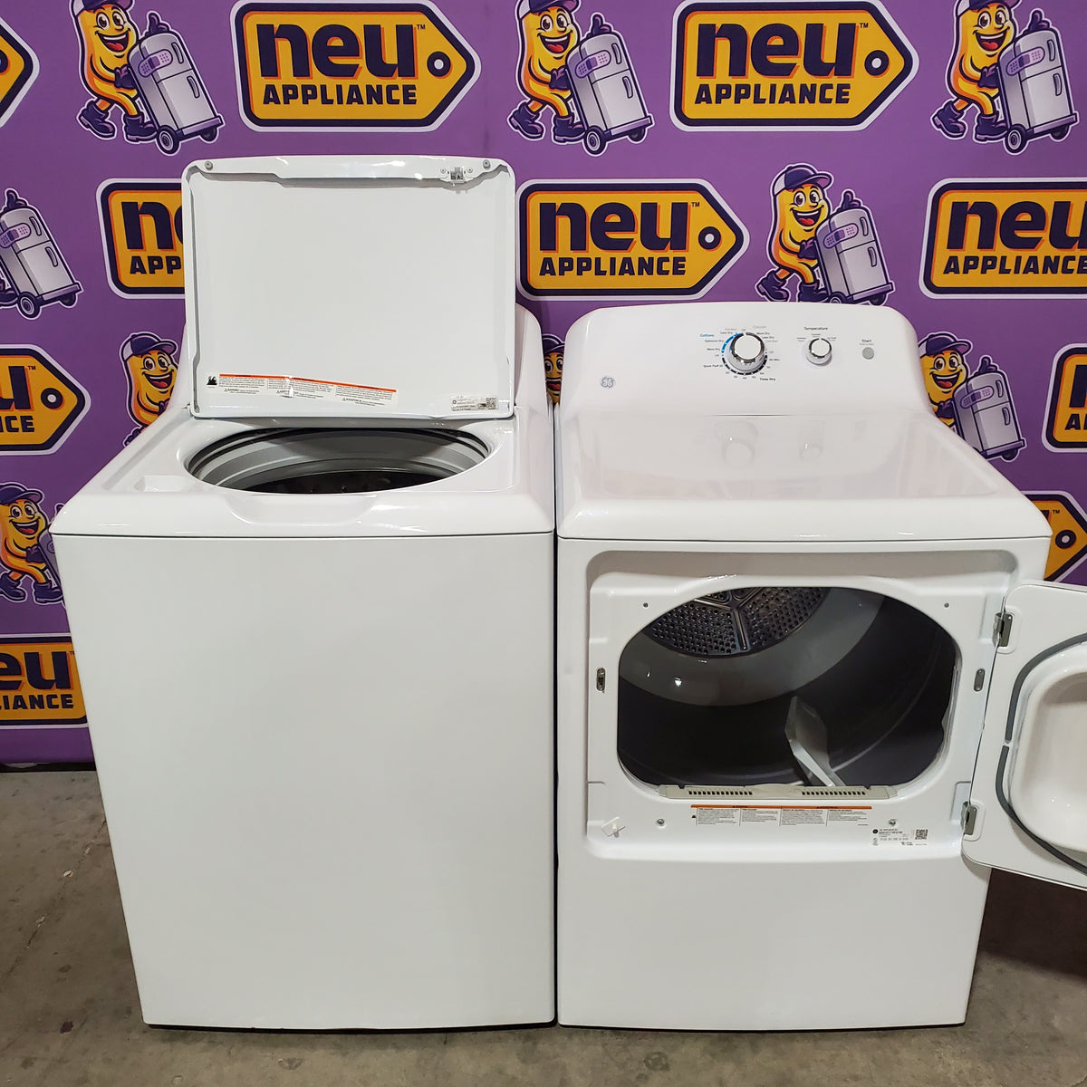 GE White Top Load 4.2 Cu. Ft. Washer with Stainless Steel Basket and Dual Action Agitator GTW460ASJWW - Certified Refurbished and GE 7.2 cu. ft. Capacity Aluminized Alloy Drum Electric Dryer GTD33EASKWW - Certified Refurbished