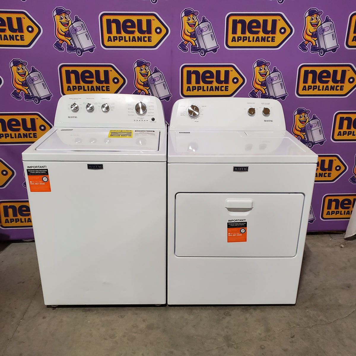 Maytag Top Load 3.8 cu. ft. Washer with Deep Fill and Quick Wash Cycle MVW4005SW - Scratch & Dent (Minor) and Maytag Top Load Electric Wrinkle Prevent 7.0 cu. ft. Dryer with Auto Dry MED4005SW - Scratch & Dent (Moderate)