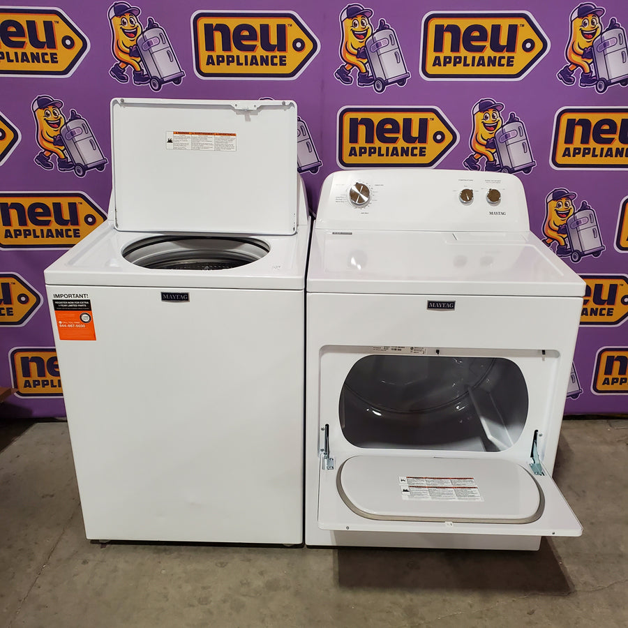 Maytag Top Load 3.8 cu. ft. Washer with Deep Fill and Quick Wash Cycle MVW4005SW - Scratch & Dent (Minor) and Maytag Top Load Electric Wrinkle Prevent 7.0 cu. ft. Dryer with Auto Dry MED4005SW - Scratch & Dent (Moderate)
