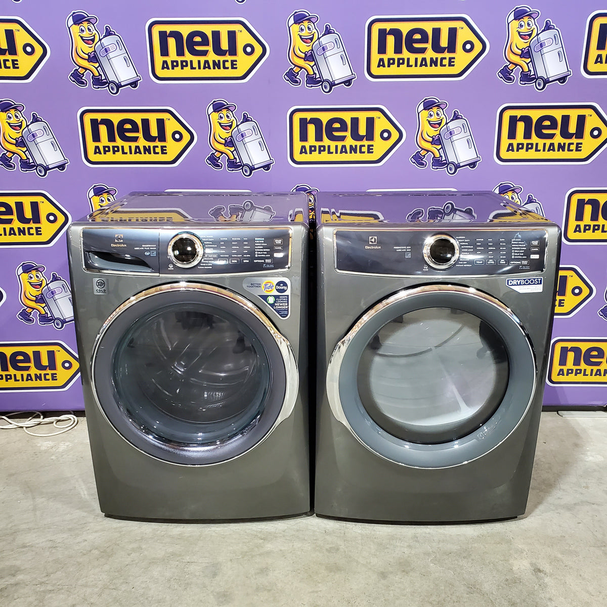 Electrolux Titanium Front Load 600 Series 4.5 Cu. Ft. Washer with Smartboost ELFW7637AT - Scratch & Dent (Minor) and Electrolux 500 Series Electric Steam 8.0 cu ft ENERGY STAR Dryer with Instant Refresh Cycle  ELFE7537AT - Scratch & Dent (Moderate)