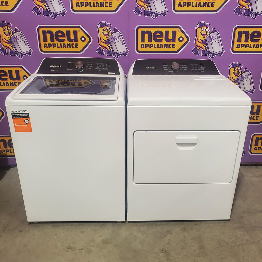 Whirlpool Top Load 4.7 Cu. Ft. Washer in White with 2-in-1 Removable Agitator WTW5057LW - Open Box and Whirlpool 7.0 cu. ft. Electric Dryer with Hamper Door WED5010LW - Scratch & Dent (Minor)