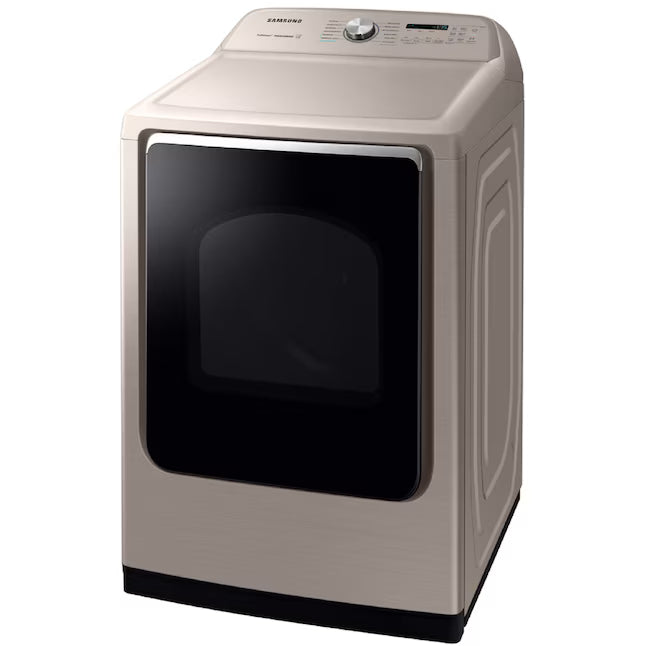 Samsung High Efficiency Extra Large ( 5.4-cu ft ) Top-Load Washer with Steam Cycle in Champagne WA54R7600AC - Certified Refurbished and Samsung 7.4-cu ft Vented Electric Dryer with Steam Cycle in Champagne DVE54R7600C - Certified Refurbished