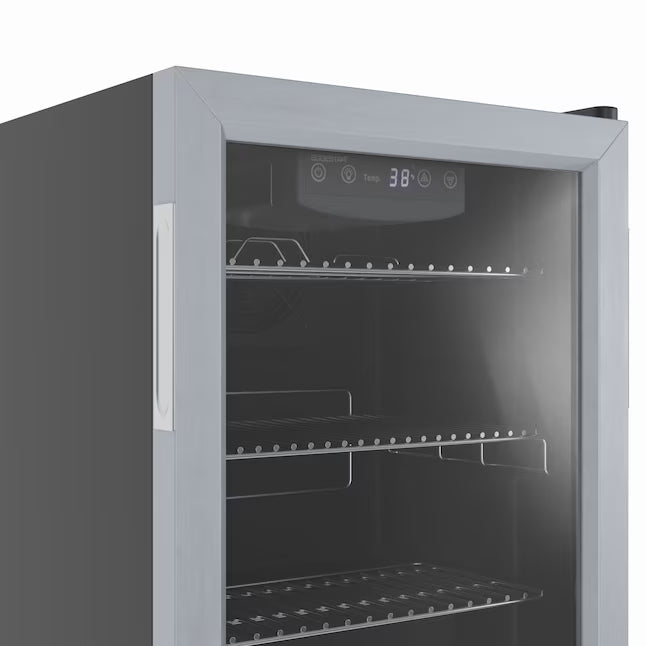 EdgeStar 17.00-in W 80-Can Capacity Black Cabinet Stainless Steel Door Freestanding Indoor Beverage Refrigerator with Glass Door BWC91SS - Scratch & Dent (Minor)