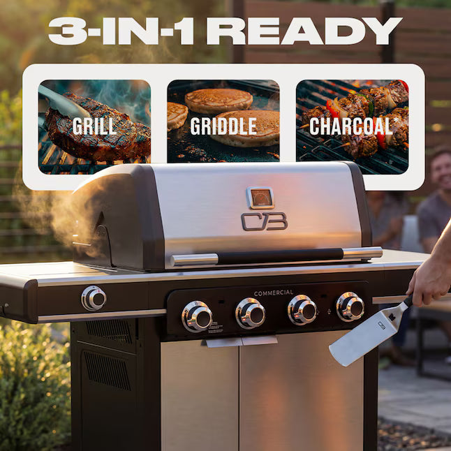 Charbroil® Commercial Series™ 4 Burner Gas Grill & Griddle in Stainless Steel 463263924 - Scratch & Dent (Moderate)