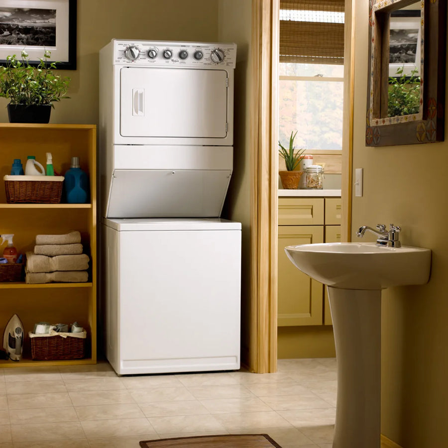 Whirlpool 27 Inch Electric Laundry Center with 2.5 cu. ft. Washer, 5.9 cu. ft. Dryer, 8 Wash Cycles, 6 Dry Cycles, AutoDry and Self-Clean Lint Filter WET3300XQ - Certified Refurbished