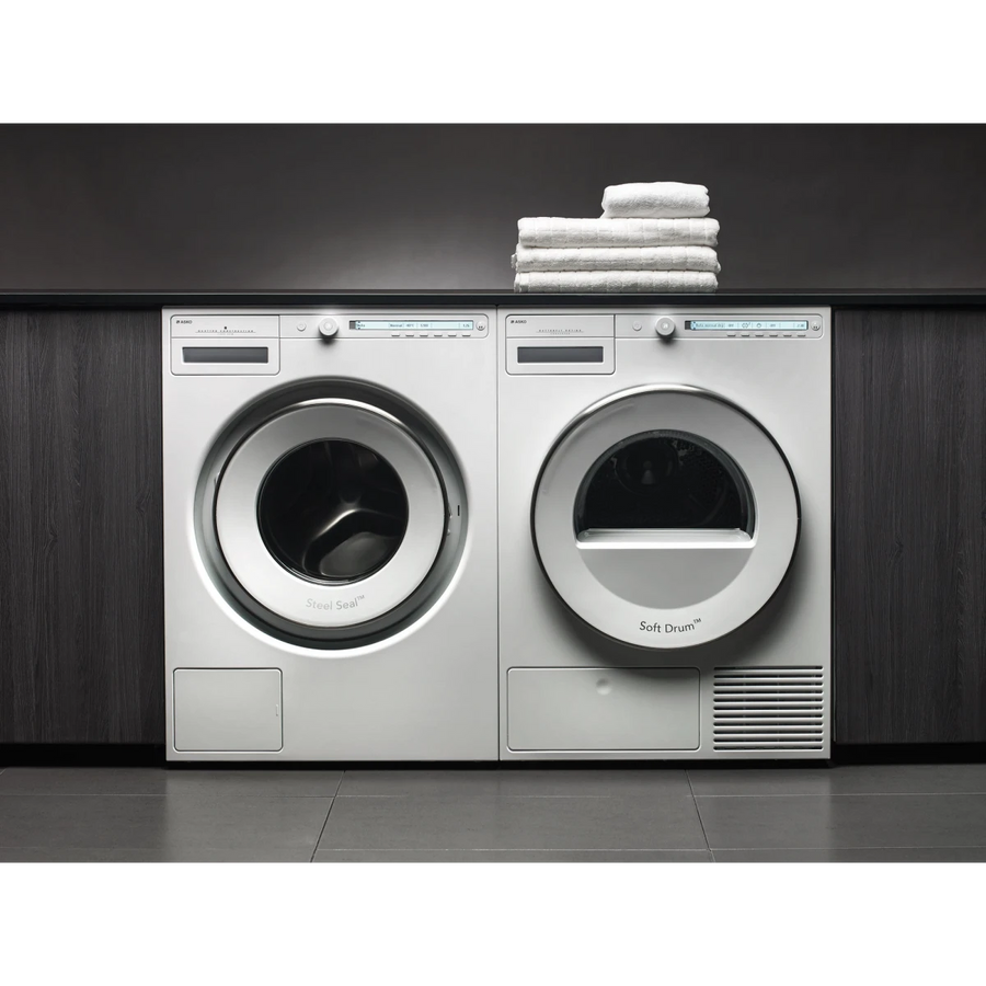 ASKO 24" 2.1 Capacity Washing Machine with Quattro Construction W2084W - Scratch & Dent (Moderate) and ASKO 24" Electric Dryer with 4.1 cu. ft. Capacity, Butterfly™ Drying System, and Soft Drum™ Technology T208VW - Scratch & Dent (Moderate)