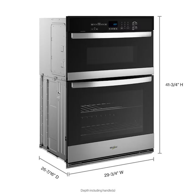 Whirlpool 6.4 Total Cu. Ft. Combo Self Cleaning Wall Oven with Self Cleaning Option and Keep Warming Setting WOEC3030LS - Open Box