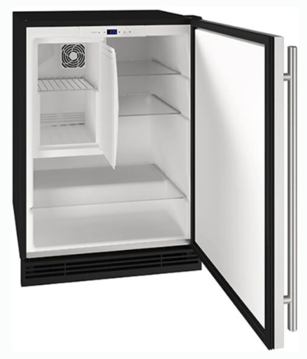 U-Line 24 Inch Compact Refrigerator-Freezer with 5.7 Cu Ft. Capacity, 3-Removable Tempered Glass Shelves, and Digital Touch Pad Control UHRF124-SS01A - Open Box