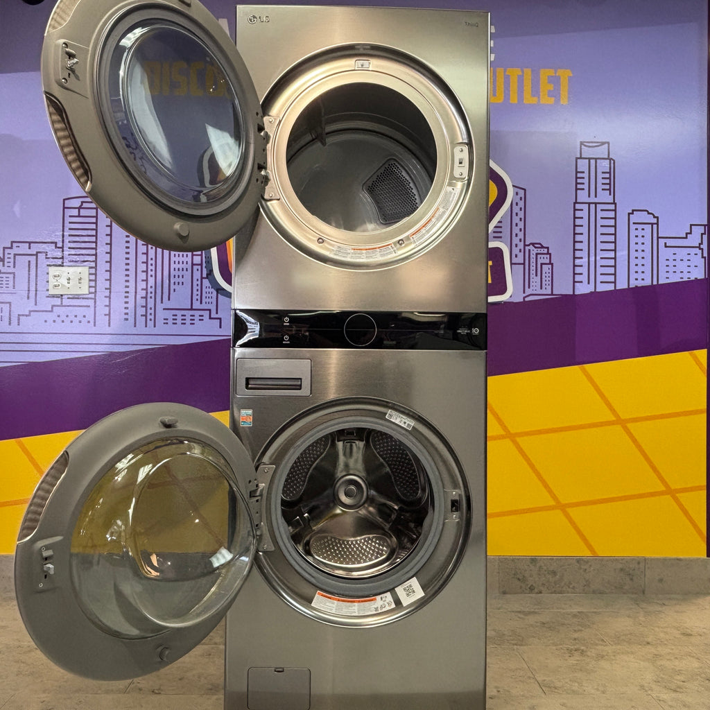 Pictures of LG Graphite Steel Front Load WashTower Single Unit with Center Controls 4.5 Cu. Ft. Washer and 7.4 Cu. Ft. Dryer WKE100HVA - Scratch and Dent (Minor) - Neu Appliance Outlet - Discount Appliance Outlet in Austin, Tx