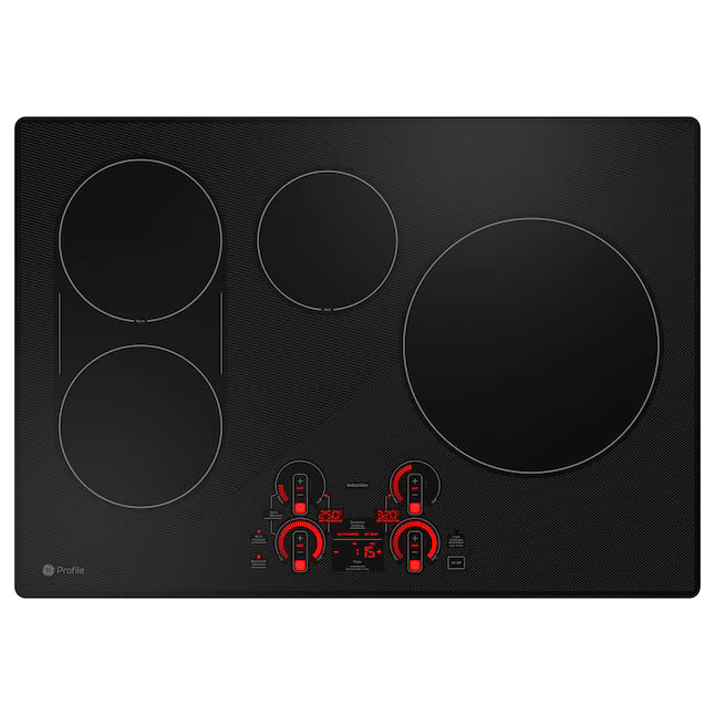GE Profile 30-in 4 Burners Black Smart Compatible Induction Cooktop with Bridge Element PHP9030DTBB - Open Box