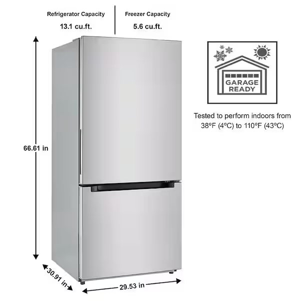 Pictures of Vissani 18.7 cu. ft. Bottom Freezer Refrigerator in Stainless Steel 25SD080 - MDBF18SS - Scratch & Dent (Minor) - Neu Appliance Outlet - Discount Appliance Outlet in Austin, Tx