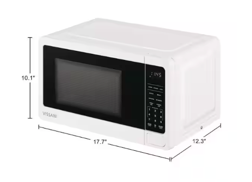 Vissani 0.7 cu. ft. Electric 700-W Countertop Microwave in White with Turntable, 6-Heating Functions, and 2-Step Lock System B20PX78 - Open Box