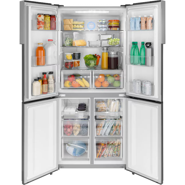 Haier 16.8 cu. ft. Counter Depth French Door Refrigerator in Stainless Steel QHE16HYPFS - Scratch & Dent (Major)