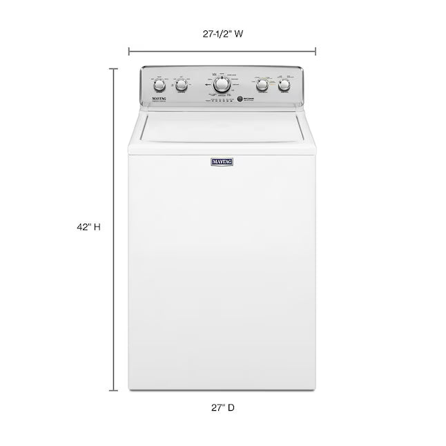 Maytag 4.2-cu ft High Efficiency Agitator Medium Top-Load Washer in White MVWC565FW - Scratch & Dent (Moderate)