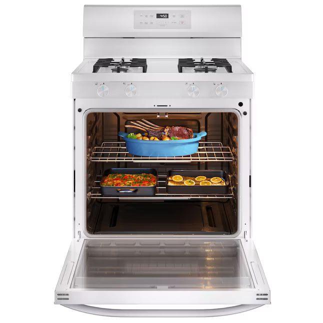 Midea 6.1 cu. ft. 4-Burner Freestanding Gas Range with Steam Cleaning 22442611 -MGR30S2AWW - Scratch & Dent (Minor)