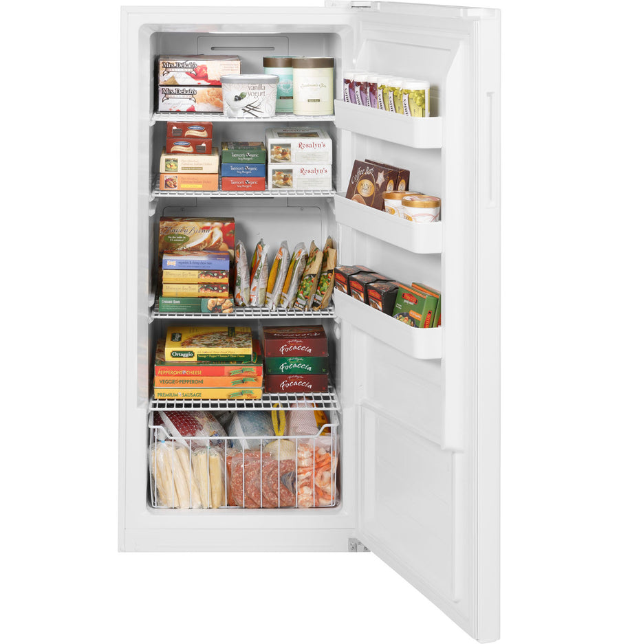 GE® 14.2 Cu. Ft. Frost-Free Garage Ready Upright Freezer in White 251311SD932 - FUF21QRRWW - Scratch & Dent (Moderate)