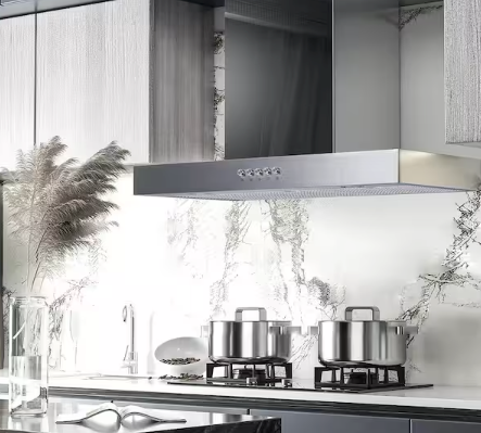 Vissani Lora 350 CFM Convertible T-Shape Wall Mount Range Hood in Stainless Steel with Charcoal Filters and LED Lighting 25132SD377 - 1008 463 851 - Open Box