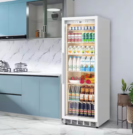 SOZT 23.54 in. Single Zone 588-Cans Commercial Beverage Cooler in White with Adjustable Shelves and LED Lights FM24WS - Scratch & Dent (Moderate)