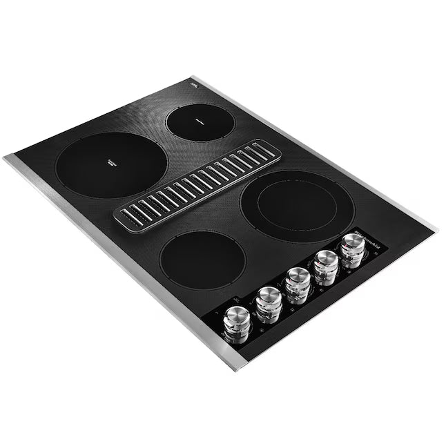 KitchenAid 30 in. Electric Downdraft Cooktop in Stainless Steel with 4 Burner Elements KCED600GSS - Open Box