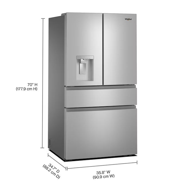 Whirlpool® 29 Cu. Ft. Family-Sized Capacity French Door Refrigerator with Flexible Temperature Drawer WRMF3736SZ - Scratch & Dent (Minor)