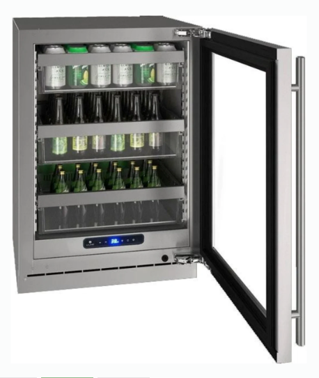 U-Line 24 Inch Undercounter Refrigerator with 5.2 cu. ft. Capacity, 94-Bottle Capacity, 148-Can Capacity, LED Lighting, Digital Touch Pad Control, Convection Cooling, and Reversible Soft Close Door UHRE524-IG01A - Scratch & Dent (Minor)