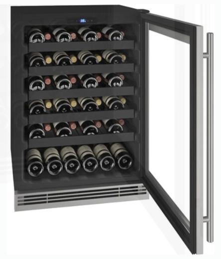 U-Line 24 Inch Wine Refrigerator with 5.5 Cu. Ft. Capacity, 3/4 Extension Wine Racks, LED Lighting, Digital Touch Pad Control, and Convection Cooling UHWC124-IS01A - Open Box