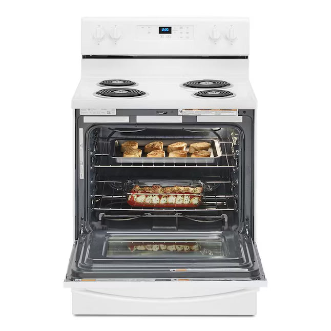 Whirlpool White 4.8 cu. ft. Electric Range with Keep Warm setting and Control Lock Mode WFC150M0JW - Open Box