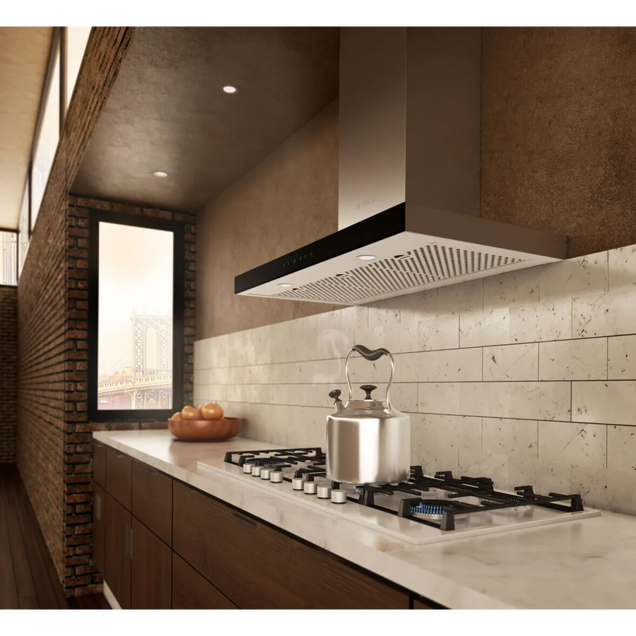 Elica 36" Wall Mount Range Hood with 3-Speed + Booster, 600 CFM Blower, Touch Control, LED Lighting, Dishwasher-Safe Microhole Filter, and Hush System EMZ636S3 - Scratch & Dent (Major)